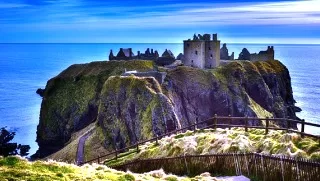 Dunnottar Castle is a ruined medieval fortress.